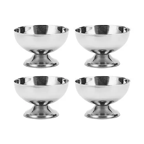 Produktbild: Shipenophy Eisbecher, 4 Stück, Eisbecher aus Metall, Platzsparend, Glättend, Lebensmittelecht, mit Gabeln für Party, SHIPENOPHYE9U6PSCGD5