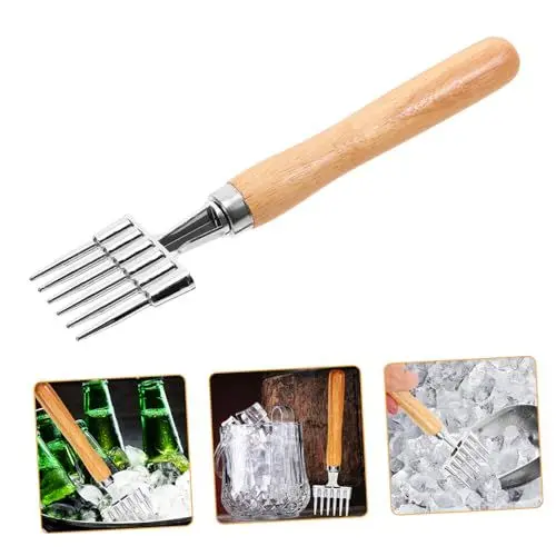 Produktbild: Cabilock Eisbrecher Aus Mit Holzgriff Eispickel Und Eiszerkleinerer Für Cocktails Küche Und Bar Praktisches Küchengerät Für Eiswürfel Und Cocktails 6 Zackige
