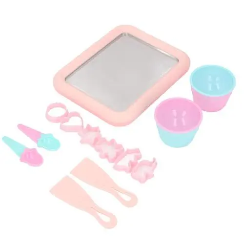 Produktbild: Eiscrememaschine mit Rollen, 304 Edelstahl Eiscremehersteller Anti-Rutsch-Fußpads 10,8 x 8,8 Zoll Eiscreme Roll Maker mit 2 Spateln für hausgemachte DIY-Eiscreme, Smoothies
