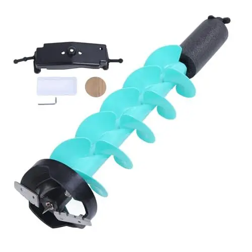 Produktbild: Eisfischen Bohrer, Schwimmender Nylon Bohrer mit 2 Klingen und Ortungsvorrichtung, 6 Zoll Drehdurchmesser für Eisfischen Bohrer, Eisbohrer mit Bohradapter, Klingenschutz