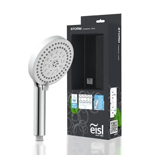 Produktbild: EISL DX5082 PARMA Duschkopf ohne Schlauch, wassersparende Handbrause, Duschbrause mit verschiedenen 8 Strahlarten und Standard-Brauseanschluss, Chrom