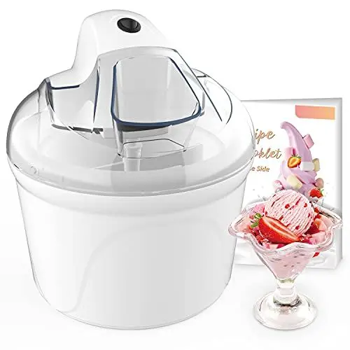 Produktbild: Eismaschine 1,5 L Speiseeismaschine für 2-4 Personen hausgemachtes Eis, Sorbet, Frozen Jogurth in 30 Minuten fertig Ohne Kompressor Inklusive Sichtbarer Deckel und Eisportionierer