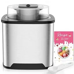 Produktbild: Eismaschine Eiscrememaschine aus Edelstahl mit entnehmbarem Eisbehälter, inkl. Rezeptheft