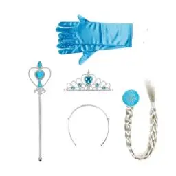 Produktbild: Eisprinzessin,Princess Dress-up Zubehör Sett mit Diadem Handschuhe Zauberstab Zopf Ohrringe Prinzessin Verkleiden Sich Accessoires für Mädchen Kinder Cosplay Party Blau