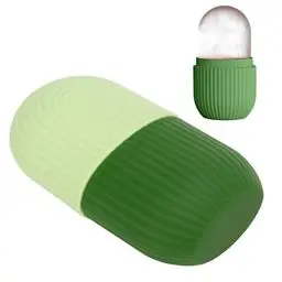 Produktbild: Eisroller für Gesicht, Gesichtseisroller, Silikon, Gesicht, Eiswürfel, DIY Gesichtspflege, Eisform, Gesicht, Augen, Eisroller, Eishalter für Männer, Frauen, Hautpflege, Gesicht,(Grün gestreift)