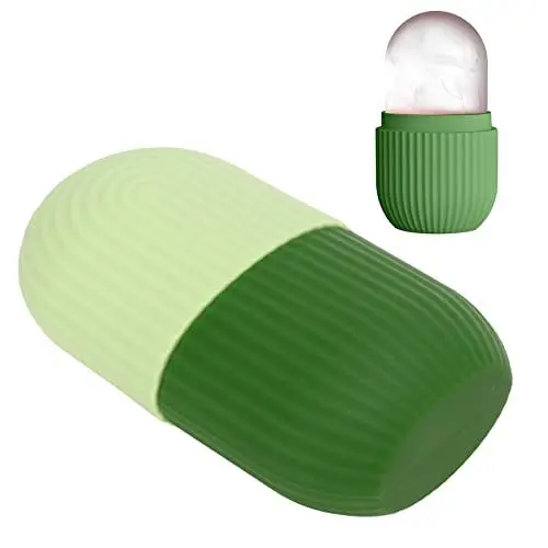Produktbild: Eisroller für Gesicht, Gesichtseisroller, Silikon, Gesicht, Eiswürfel, DIY Gesichtspflege, Eisform, Gesicht, Augen, Eisroller, Eishalter für Männer, Frauen, Hautpflege, Gesicht,(Grün gestreift)
