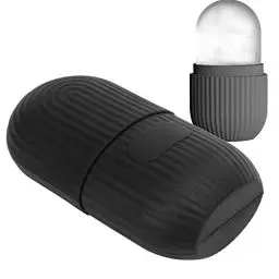 Produktbild: Eisroller für Gesicht, Gesichtseisroller, Silikon, Gesicht, Eiswürfel, DIY Gesichtspflege, Eisform, Gesicht, Augen, Eisroller, Eishalter für Männer, Frauen, Hautpflege, Gesicht,(Schwarz gestreift)