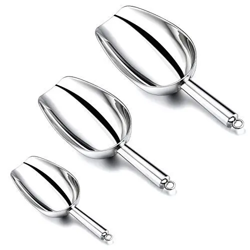 Produktbild: Eisschaufel 3er-Set, HaWare Edelstahl Abwiegeschaufel Mehlschaufel Futterschaufel Sackschaufel Abfüllschaufel für Küche, Bar, Buffet, Party, Garten, Vielseitig & Spülmaschinenfest - 3/5/8 Unzen