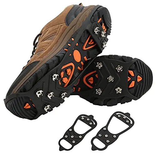 Produktbild: EIS-Schnee-Griffe für Schuhe und Stiefel, rutschfeste Gripper-Spikes, Schuhüberzug mit 8 Stahlbolzen-Steigeisen, Langlebige Traktionsstollen für Wandern, Bergsteigen, Skifahren, Wintersport(L)