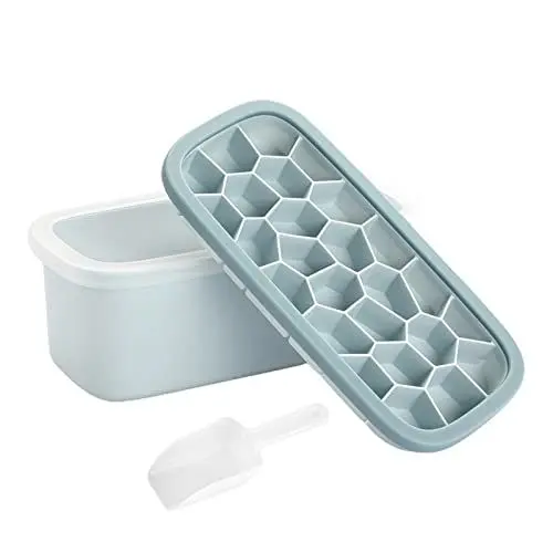 Produktbild: Eiswürfelformen Eisbox Eisformen Doppelschicht für kreative Eisaufbewahrungsbox Quick Ice Maker Ice Trays mit Deckel für Fre Silikon Eiswürfelformen