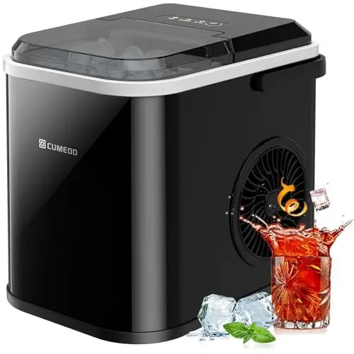 Produktbild: Eiswürfelmaschine, 120W Eiswürfelbereiter 8 Eiswürfel in 8-10 Minuten, 12kg/24h, LED Display Ice Maker Machine mit Infrarotsensor & Selbstreinigung