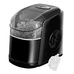 Produktbild: Eiswürfelmaschine Testsieger 12KG Eiswürfelbereiter Ice Maker 6 min Produktionszeit Ice Cube Maker, Eiswürfelmaschinen leise Eiswürfel Maschine mit Selbstreinigungsfunktion, Schwarz (MEHRWEG)