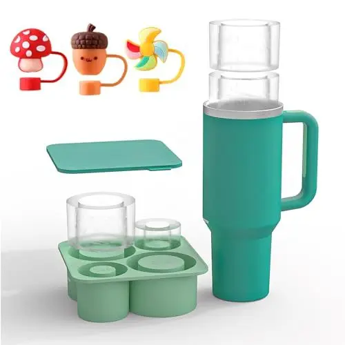 Produktbild: EiswüRfelschale für Stanley-Becher,EiswüRfelbehäLter EiswüRfelform EiswüRfelform Silikon EiswüRfelbehäLter mit Deckel ZubehöR für Stanley Cup Accessories für Stanley Cup Mold für Stanley Ice (grau)