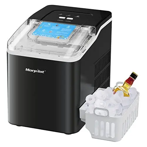 Produktbild: Eiswurfelmaschine, Morpilot 120 W Eiswüefel Maschine, 12 Kg 24 H, Zubereitung in 8-9 Min, 1,5 Liter Wassertank, Selbstreinigungsfunktion, Schwarz