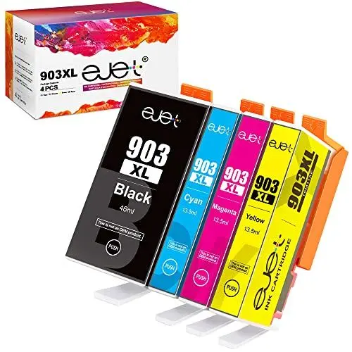 Produktbild: ejet 903XL Multipack Druckerpatronen Kompatibel für HP 903 XL HP Officejet 6950 Druckerpatronen Officejet Pro 6970 Patronen 6960 All-In-One Drucker (Schwarz Cyan Magenta Gelb, 4er-Pack)