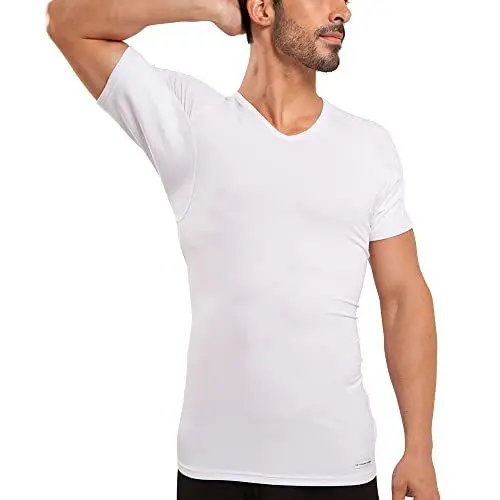 Produktbild: Ejis Schweißabwehr-Unterhemd | V-Ausschnitt | Achselschweißsichere Mikro-Modalfaser (3XL, Weiß)