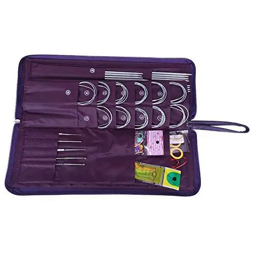 Produktbild: Ejoyous 104Pcs Häkelnadel Set, Häkelnadel Hülle Stricknadeln Set Handarbeitsset Stahl gerade Rundstricknadeln Häkelhaken mit Reißverschluss Lederscheide für Strickwaren DIY-Weben