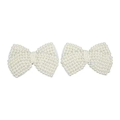 Produktbild: Ejoyous 2 Stück Perlen Schuhclips, Perle Schuh Blume Pearl Schuhclip Schuhdekorationen für Stiefel Sandalen für Hochzeitskleid Schuhe Kleidung oder Haarschmuck(Off-White Pearl Bow)
