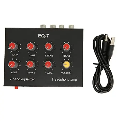 Produktbild: Ejoyous 7 Band Grafik Equalizer, Auto Equalizer Dual Kanal Sound Equalizer Dj-Mixer, für Aufnahmen Streaming Podcasting 3,5 mm Schnittstelle EQ Ausgang Eingang