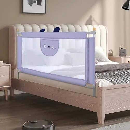 Produktbild: Ejoyous Bettgitter, Bettschutzgitter ​für Kinder ab 0-10 Jahren, Einziehbare Kinderbettgitter Babybettgitter, Passend für Kinderbetten, Elternbetten und Alle Massivholzbetten (2,0 m)