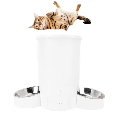 Produktbild: Ejoyous Futterautomat Katze 2 Näpfe, 3L Katzenfutter Automat Hund Futterautomaten WiFi Intelligenter Futterspender Für Katzen/Hunde, Trockenfutter Automat Für Katzen