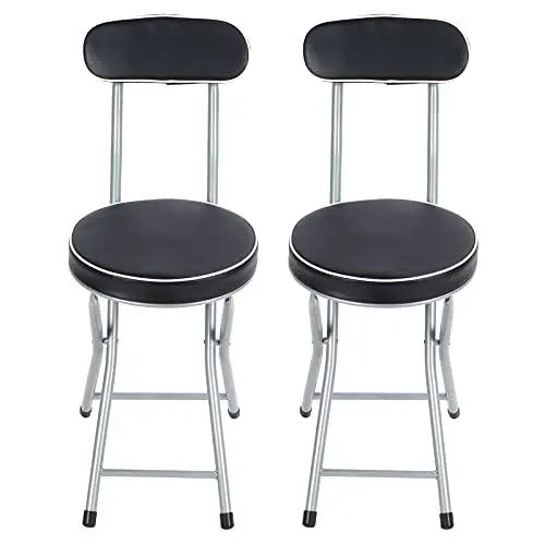 Produktbild: Ejoyous Klappstühle 2 Stück, Klappstuhl Kunstleder Besucherstuhl Faltstuhl klappbar mit Schwammkissen und PU-Leder für Wohnzimmer Büros Schlafzimmer 120kg / 264.6lb