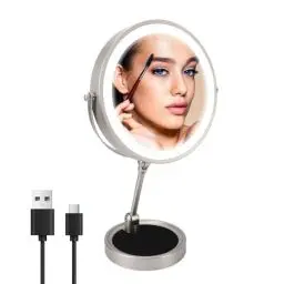 Produktbild: Ejoyous Kosmetikspiegel mit Led Beleuchtung 9 Zoll, 1x / 5X Vergrößerung Schminkspiegel mit Touchschalter Doppelseitiger 360° Schwenkbar Make-up Spiegel für Kosmetik Reise Zuhause