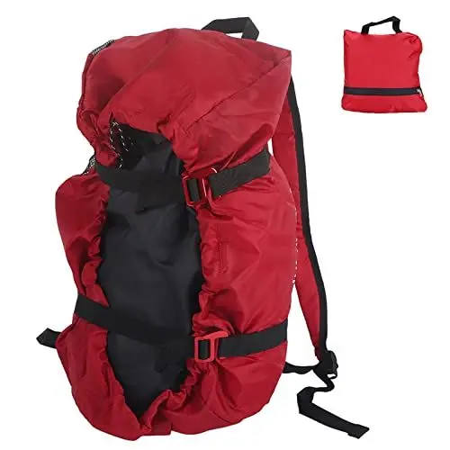 Produktbild: Ejoyous Seilsack für Kletterseile, Kletterseil Tasche Seilrucksack mit Faltbarem Schultergurt Wasserdichter Bergsteigen Schulter Rucksack für Outdoor-Camping und Wandern (Rot)