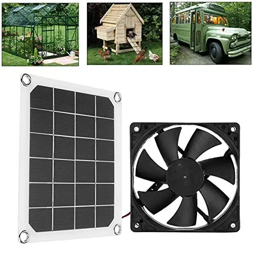Produktbild: Ejoyous Solarbetriebener Abluftventilator, 6V 10W Solarpanel-Abluftventilator Wasserdichter Solarlüfter USB Solar Panel Gewächshaus Ventilator, für Wohnmobile Gewächshäuser Tierhäuser Hühnerhaus