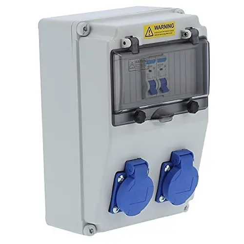 Produktbild: Ejoyous Wandverteiler 2 Position, 16A 220-250V Steckdosenverteiler Stromverteiler Baustromverteiler Verteiler Feuchtraumverteiler Stromverteiler zur Wandbefestigung IP65(#1)