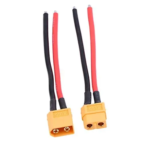 Produktbild: XHIKOWAT 2 Stück XT60-Buchse/Stecker-Adapter mit 14 AWG Silikonkabel, RC-Zubehör, Ideal für XT60-Batterie und Anschlusskabel