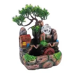 Produktbild: Ejoyous Zimmerbrunnen mit Pflanzen, Springbrunnen Innen Tischbrunnen Brunnen Wohnzimmer Meditation mit Beleuchtung für Indoor&Outdoor Dekoration luftbefeuchter Raumdekoration