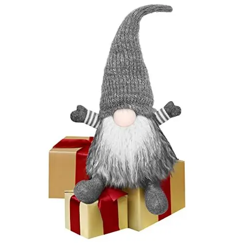Produktbild: EKARSEN Handgemachte Plüsch Wichtel Weihnachts Dekoration - Süße Skandinavische Gnom Tomte Zwerg, Geschenk für Kinder Weihnachten (Grau)