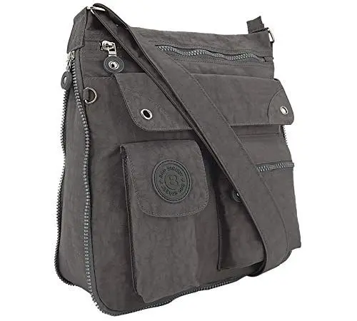 Produktbild: ekavale - leichte Damen-Umhängetasche - Praktische Crossbody-Handtasche - mit vielen fächern - Schultertasche - wasserabweisende Damentasche (Grau)
