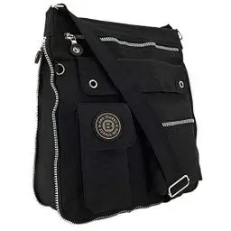 Produktbild: ekavale - leichte Damen-Umhängetasche - Praktische Crossbody-Handtasche - mit vielen fächern - Schultertasche wasserabweisende Damentasche (Schwarz)