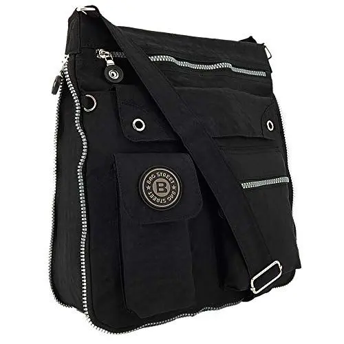 Produktbild: ekavale - leichte Damen-Umhängetasche - Praktische Crossbody-Handtasche - mit vielen fächern - Schultertasche wasserabweisende Damentasche (Schwarz)