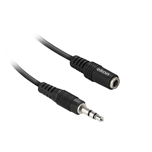 Produktbild: ekon Verlängerungskabel Klinke 3,5 mm, AUX-Kabel, 10 Meter, Buchse-Stecker, Knickschutz, für Stereoanlage, Laptop, Kopfhörer, mp3, iPod, Smartphone, Tablet, Radio, Autoradio