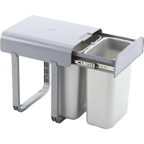Produktbild: Ekotech Abfallsammler Aladin 2x 8 Liter ausziehbar ab 40cm Schrankbreite, Grau