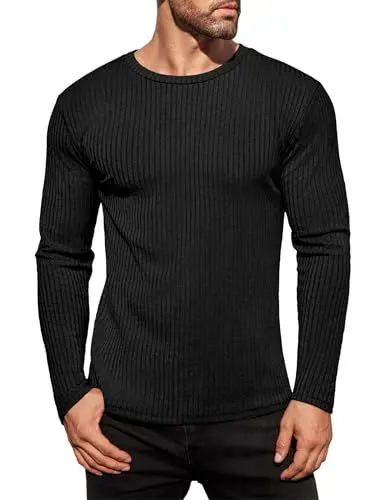 Produktbild: Ekouaer Pullover für Herren Warm Thermo Langarmshirt Winter Unterhemd Jumpers Schwarz M