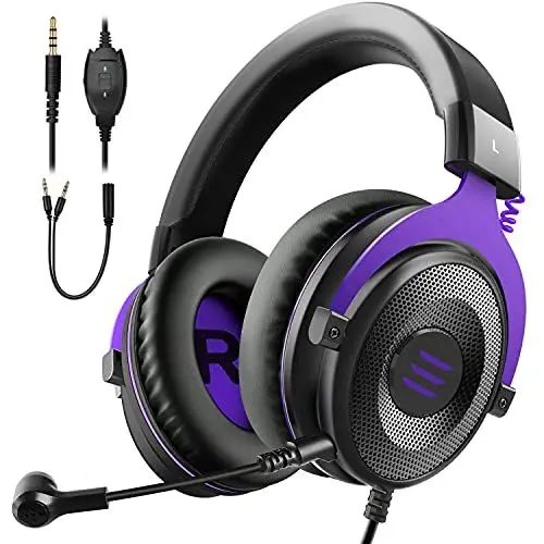 Produktbild: EKSA PC Gaming Headset mit Mikrofon, PS4 Gaming Kopfhörer Kabelgebunden,Abnehmbares Rauschunterdrückung Mic & Stereo Sound, PS5 Gamer Headphones, Laptop, 3,5 mm Jack für Xbox, E900 Serie,Leicht