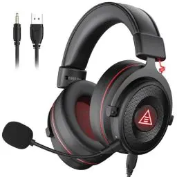 Produktbild: EKSA Gaming Headset, 7.1 Surround Sound PC Headset mit Noise Cancelling Mikrofon, USB & 3,5 mm Audiobuchse, LED Licht Superleichter Gaming Kopfhörer für PC/Mac/Switch / PS4 / PS5 / Xbox One
