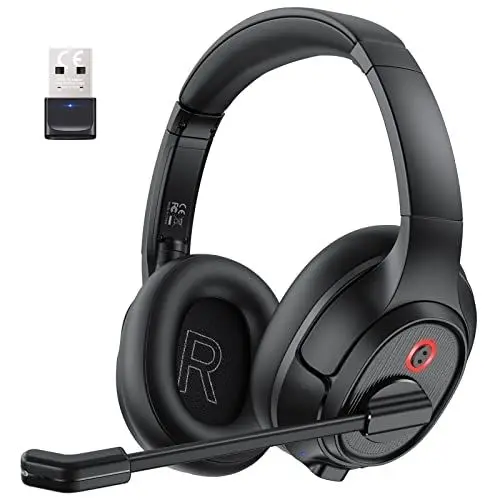 Produktbild: EKSA H6 Wireless Headset mit Mikrofon & USB Dongle (Bis zu 55 Stunden & 10 Meter Reichweite) Bluetooth Computer Headset mit AI Noise Cancelling Mic, Over Ear Kopfhörer für Business/Büro/Zuhause/Teams