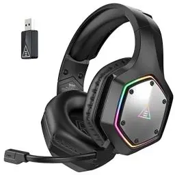 Produktbild: EKSA Wireless Gaming Headset für PS4 PS5 PC, 2.4G USB Headset mit Mikrofon 7.1 Surround Sound, ENC & RGB Licht, Gaming Kopfhörer Kabellos, 36 Stunden Akkulaufzeit 3,5mm Klinke