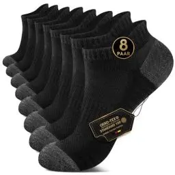 Produktbild: EKSHER 8 Paar Sportsocken Herren 43-46 Cushioned Sneaker Socken Damen Kurze Laufsocken Wandersocken Frotteesohle Baumwolle Halbsocken Atmungsaktive Schwarz