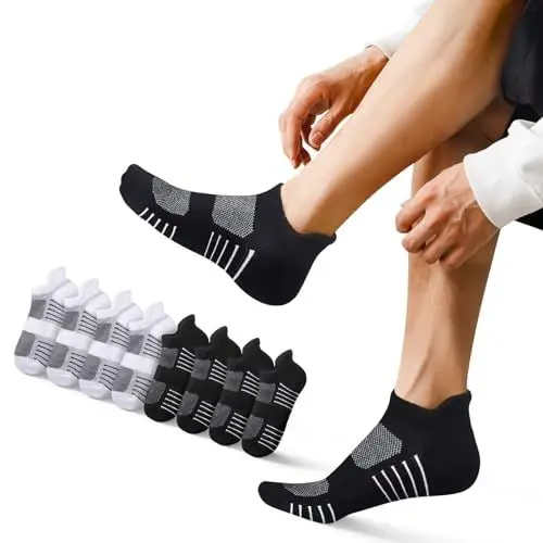 Produktbild: EKSHER Sneaker Socken Damen 39-42 Baumwolle Socken Herren Schwarz 8 Paar Weiß Laufsocken Sneakersocken Sportsocken Tennissocken Anti Schweiß Running Socks Atmungsaktive Baumwolle Strümpfe