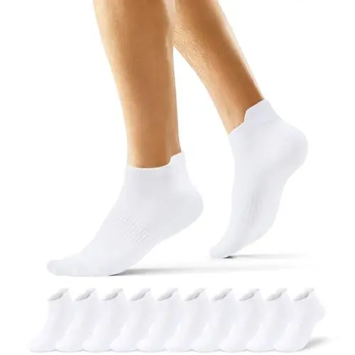Produktbild: EKSHER Sneaker Socken Damen 39-42 Weiß 10 Paar Baumwolle Kurze Sportsocken Herren 39-42 Laufsocken Sport Halbsocken Kurz Anti Schweiß Atmungsaktive Sommer Halbe Low Running Socks
