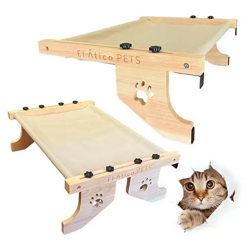 Produktbild: EL ÁTICO PETS Katzenhängematte, Hängematte für Katze, Fenster, zum Aufhängen auf 2 Beinen oder auf dem Boden mit 4 Beinen, Katzenbett, Heizkörper, Hängematte, Fenster für Katzen, großes Katzenbett