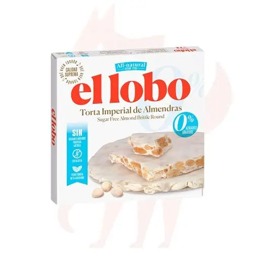 Produktbild: El Lobo – Almond Soft Bar No Sugar Added 200g | Hergestellt aus Mandeln und Eiweiß | Knusprige Textur | Typische Weihnachtssüßigkeit, 0% Zucker glutenfrei | Traditioneller Turrón-Kuchen