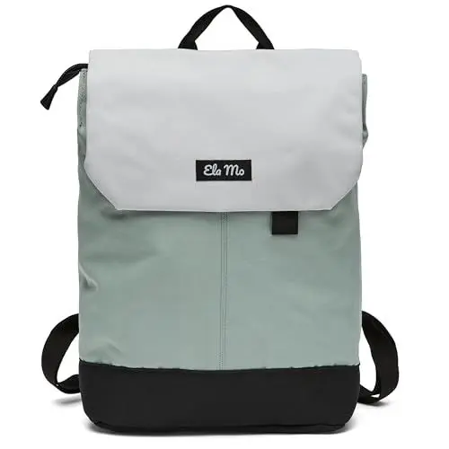 Produktbild: Ela Mo Rucksack Damen - Daypack schön u. durchdacht - Laptop Rucksäcke für Frauen - Anti Diebstahl Tasche für Schule, Uni, Business (Mintgrey)