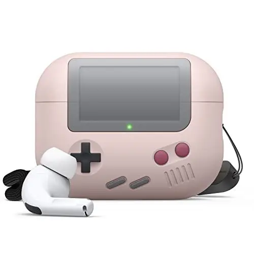Produktbild: elago AW5 Hülle Kompatibel mit Apple AirPods Pro 2. Generation Case, Klassische Handheld Game Console Design Hülle Kompatibel mit AirPods Pro 2, Lanyard Inklusive (Sandrosa)
